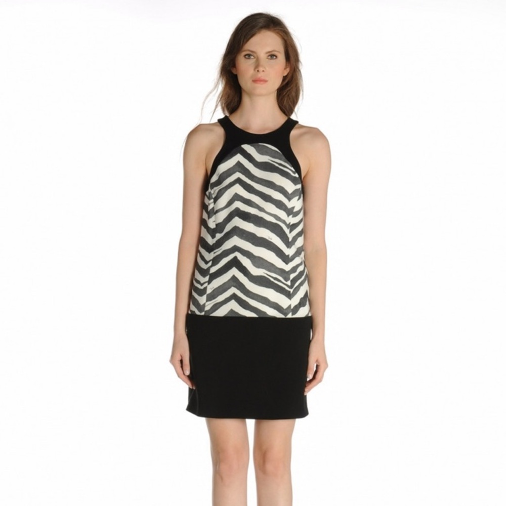 Emilio Pucci Black Wool Blend Zebra Dress